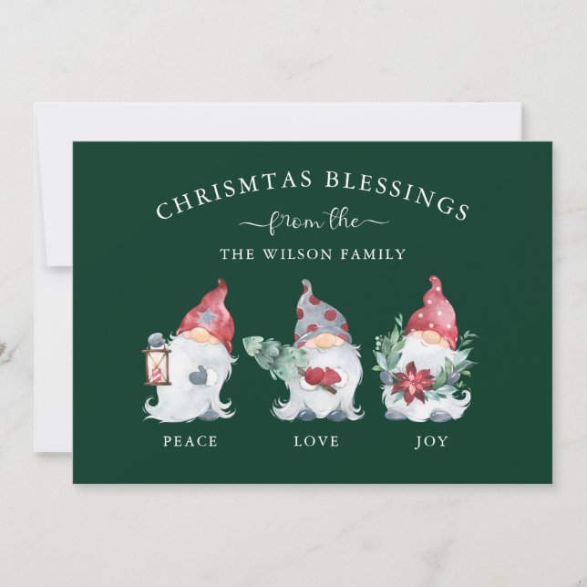Christmas Blessing Gnome Holiday Card (Front)