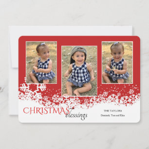 Christmas Blessings 3 Photo Holiday Card