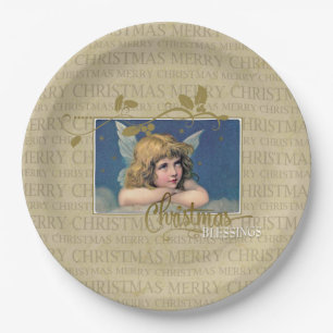 Christmas Blessings Angel Paper Plate