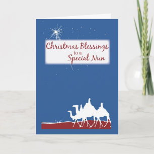 Christmas Blessings Catholic Nun, Nativity Holiday Card