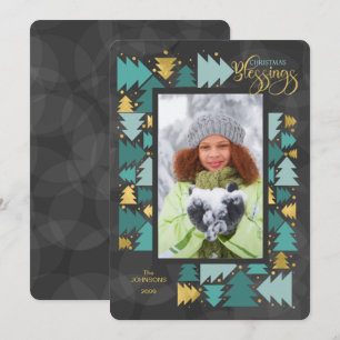 Christmas Blessings Christian Charcoal Photo Holiday Card