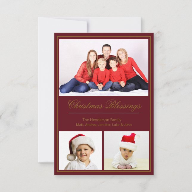 Christmas Blessings Custom Family Photo Card (Front)