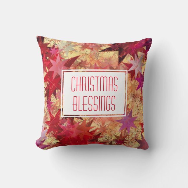 CHRISTMAS BLESSINGS Customisable Rustic Stars Cushion (Front)