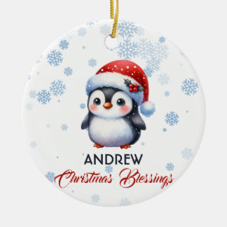 Christmas Blessings cute penguin Ornament