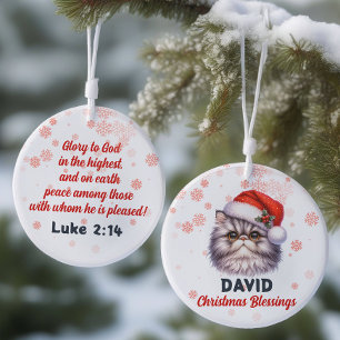 Christmas Blessings cute persian cat Ornament