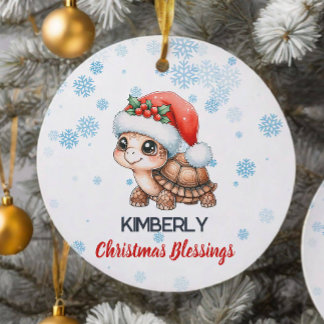 Christmas Blessings cute Turtle Ornament