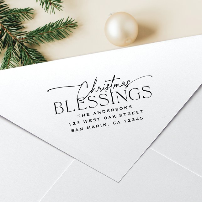 Christmas Blessings Elegant Holiday Return Address Self-inking Stamp (Creator Uploaded)