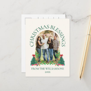 CHRISTMAS BLESSINGS Family Photo Holiday Postcard