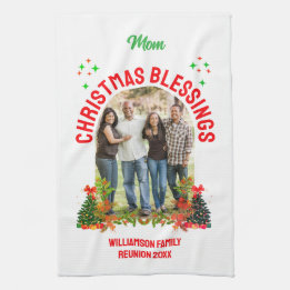 CHRISTMAS BLESSINGS Family Reunion Souvenir Tea Towel