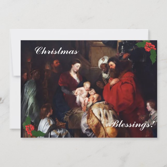 Christmas Blessings Flat Holiday Card (Front)