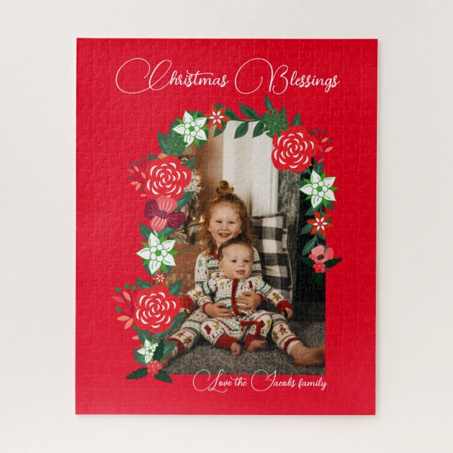 Christmas Blessings Floral Jigsaw Puzzle (Vertical)