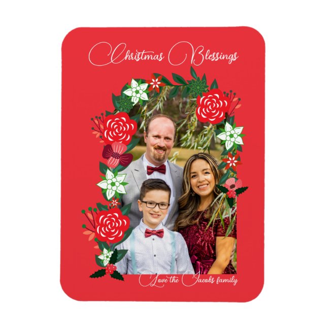 Christmas Blessings Floral Magnet (Vertical)