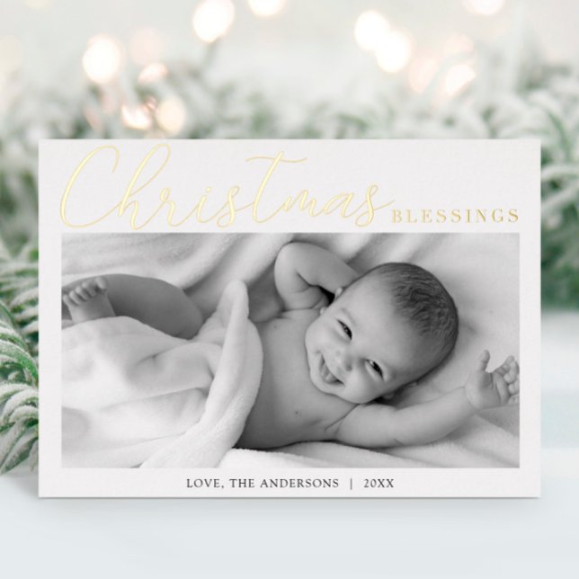 Christmas Blessings gold foil newborn baby photo (Creator Uploaded)