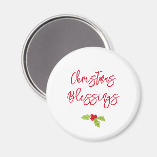 Christmas Blessings Holly Festive Holiday Faith Magnet