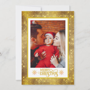 Christmas Blessings I Family Photo and Gold Script