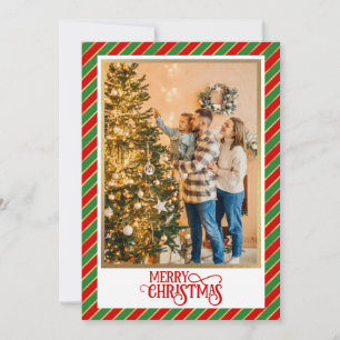 Christmas Blessings I Family Photo and Gold Script Holiday Card