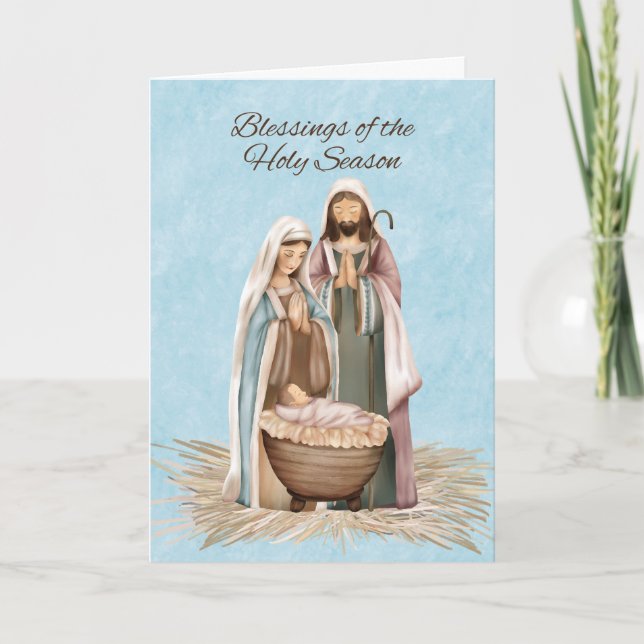 Christmas Blessings Nativity Scene Card (Front)