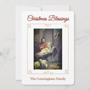 Christmas Blessings Nativity Scene Flat Card