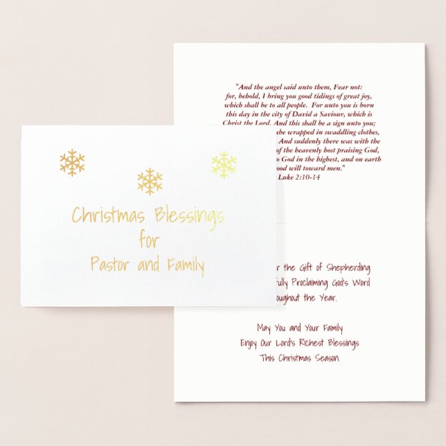 Christmas Blessings Pastor/Family Foil Card (Display)