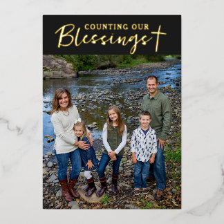 Christmas Blessings Photo Cross Script Faith Black