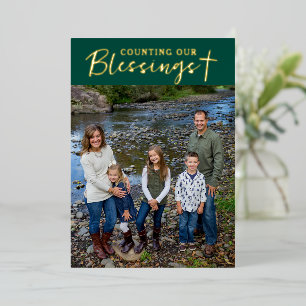 Christmas Blessings Photo Cross Script Faith Green