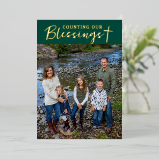 Christmas Blessings Photo Cross Script Faith Green