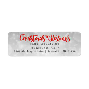 Christmas Blessings Return Address Labels Red