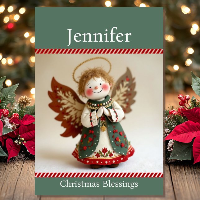 Christmas Blessings Sweet Angel w Recipient's Name Card (Creator Uploaded)