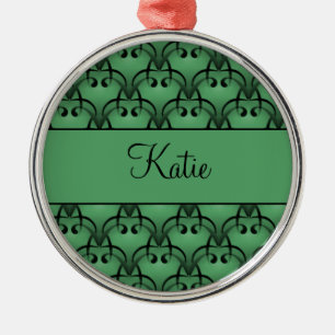 Christmas Bliss Premium Round Ornament, Green Metal Tree Decoration