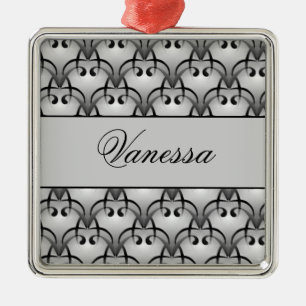 Christmas Bliss Premium Square Ornament, Grey Metal Tree Decoration