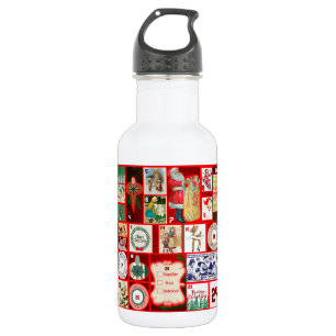 Christmas Block Advent Illustration Square Art 532 Ml Water Bottle