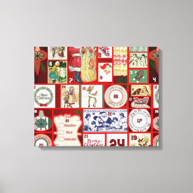 Christmas Block Advent Illustration Square Art Canvas Print (Front)