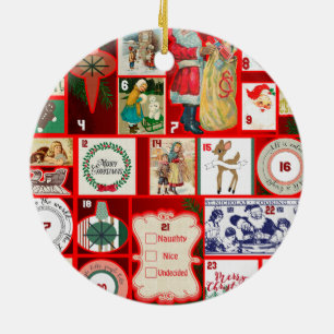 Christmas Block Advent Illustration Square Art Ceramic Tree Decoration