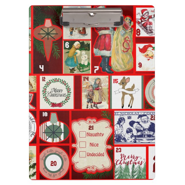 Christmas Block Advent Illustration Square Art Clipboard (Front)