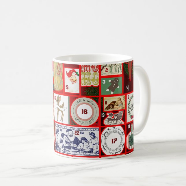 Christmas Block Advent Illustration Square Art Coffee Mug (Front Right)