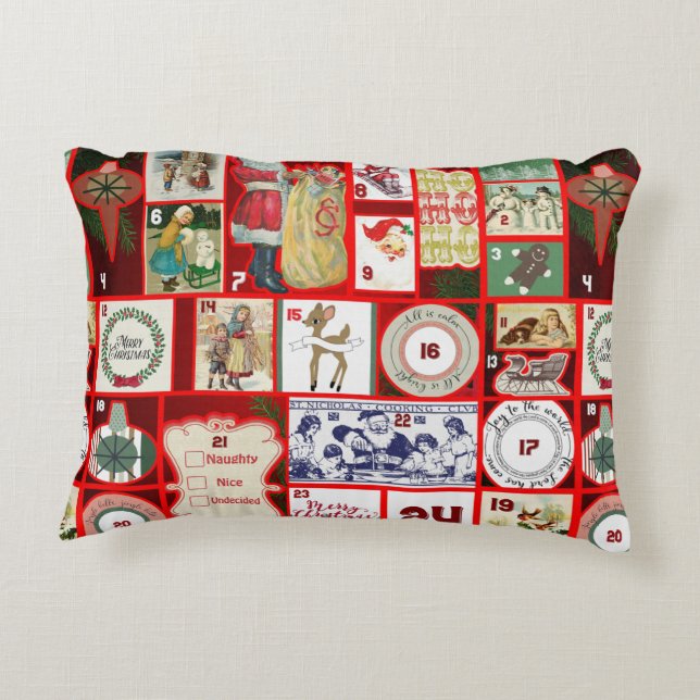 Christmas Block Advent Illustration Square Art Decorative Cushion (Back)