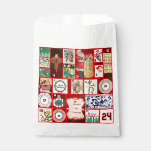 Christmas Block Advent Illustration Square Art Favour Bags