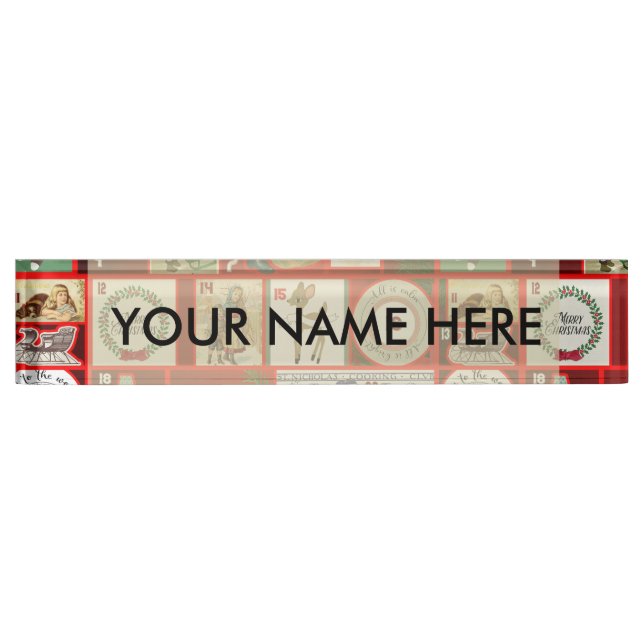 Christmas Block Advent Illustration Square Art Nameplate (Front)