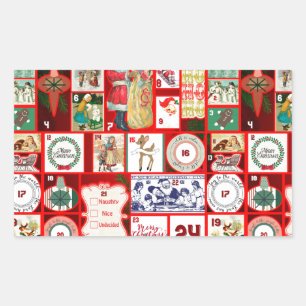 Christmas Block Advent Illustration Square Art Rectangular Sticker