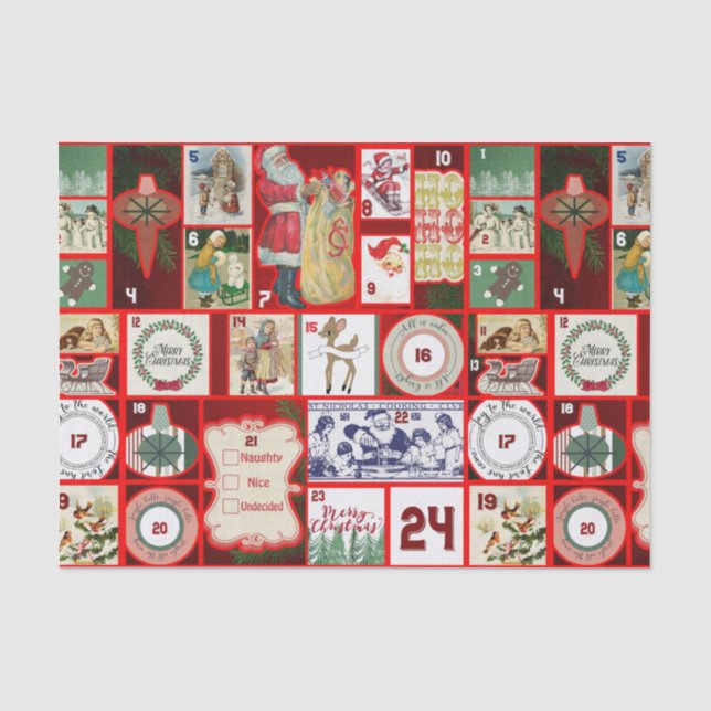 Christmas Block Advent Illustration Square Art Tissue Paper (Front)