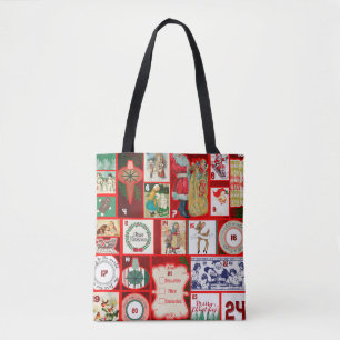 Christmas Block Advent Illustration Square Art Tote Bag