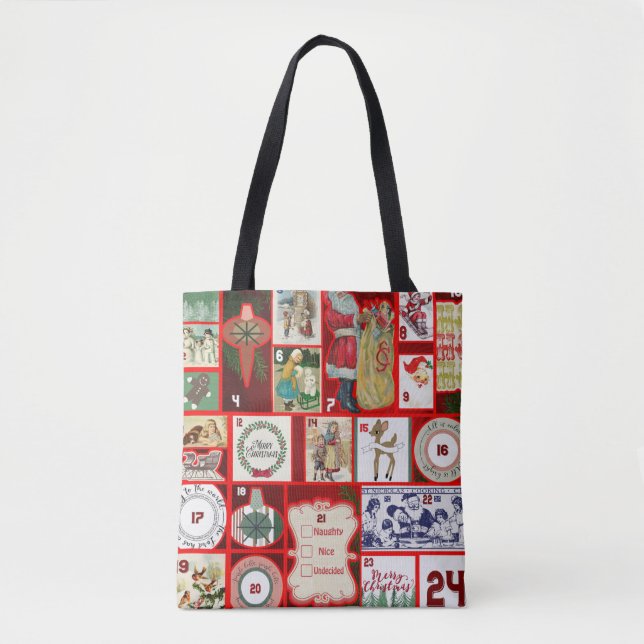 Christmas Block Advent Illustration Square Art Tote Bag (Front)