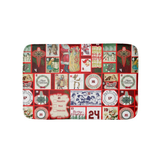 Christmas Block Illustration Squares Bath Mat (Front)