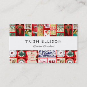 Christmas Block Illustration Squares Business Card