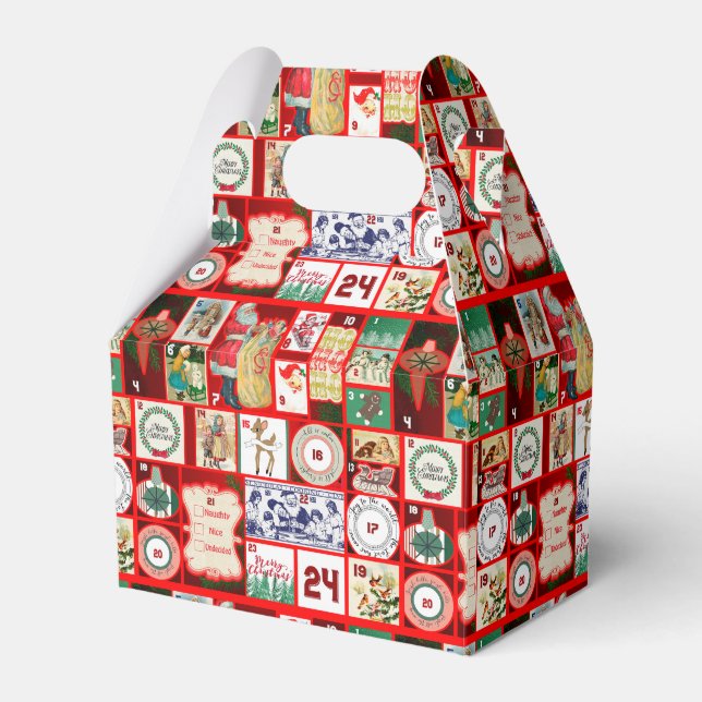Christmas Block Illustration Squares Favour Box (Front Side)
