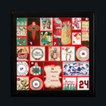 Christmas Block Illustration Squares Gift Box<br><div class="desc">Vintage Christmas

These great vintage illustrations are red and green and Christmasy! This illustration is based on an old fashioned Christmas advent calendar to celebrate the season of Christmas.</div>