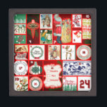 Christmas Block Illustration Squares Gift Box<br><div class="desc">Vintage Christmas

These great vintage illustrations are red and green and Christmasy! This illustration is based on an old fashioned Christmas advent calendar to celebrate the season of Christmas.</div>