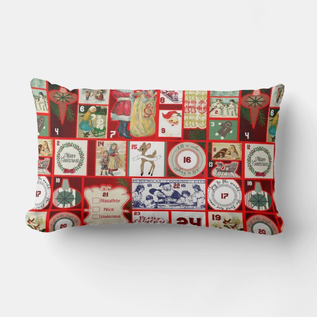 Christmas Block Illustration Squares Lumbar Cushion (Front)
