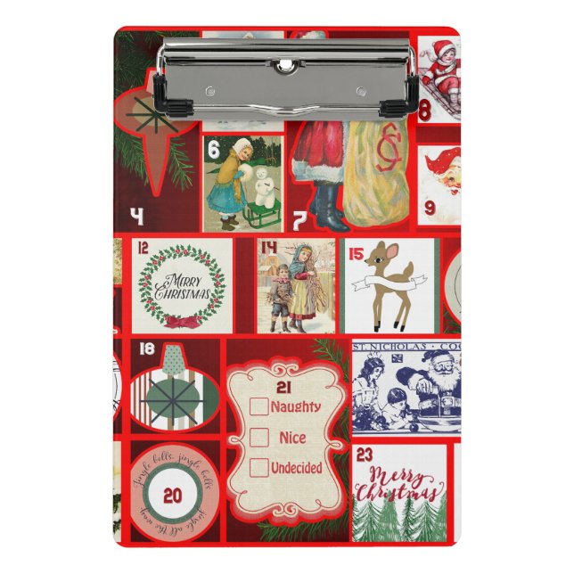 Christmas Block Illustration Squares Mini Clipboard (Front)
