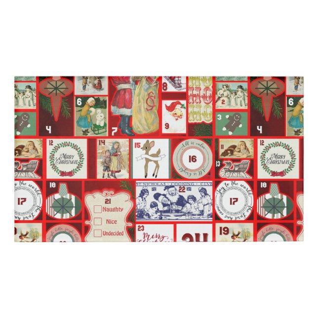 Christmas Block Illustration Squares Name Tag (Front)